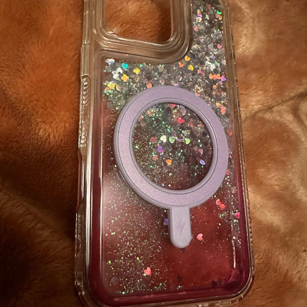 Glitter iPhone 16 Pro Max Case MagSafe Charging Shockproof Iridescent Liquid